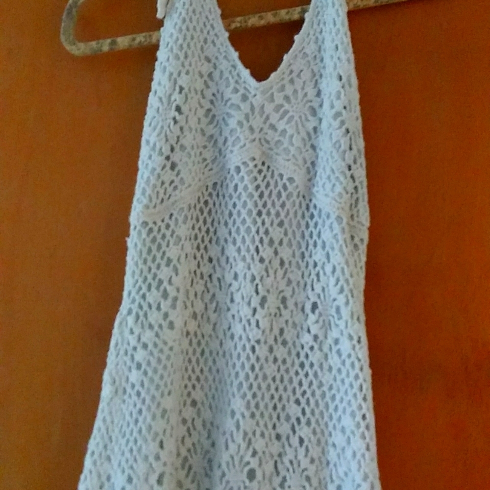Shape FX White crochet halter neck body con dress